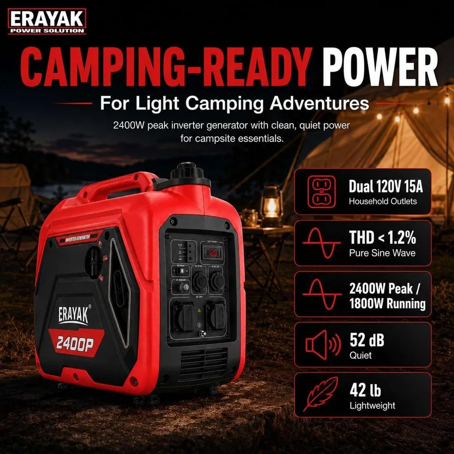 ERAYAK 2400P 2400W Portable Inverter Generator brand infographic 1