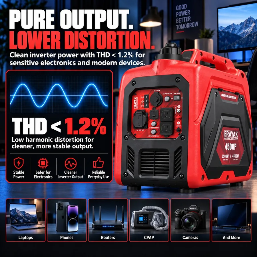 ERAYAK 4500P 4500W Gasoline Inverter Generator brand infographic 2