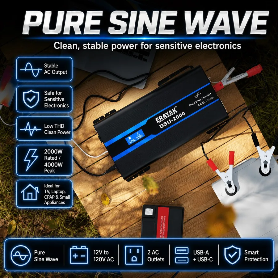 ERAYAK DSU-2000 2000W Pure Sine Wave Inverter brand infographic 1