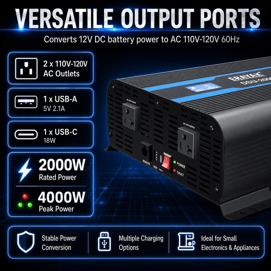 ERAYAK DSU-2000 2000W Pure Sine Wave Inverter brand infographic 2